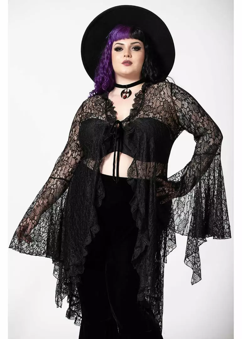 Killstar Vilania 70's Lace Duster Black 3 Killstar Vilania 70's Lace Duster Black