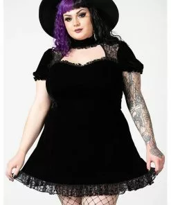 Killstar Julienne Keyhole Velvet 60's Dress Black