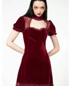 Killstar Julienne Keyhole Velvet 60's Jurk Blood Red New In 11 Killstar Julienne Keyhole Velvet 60's Jurk Blood Red New In