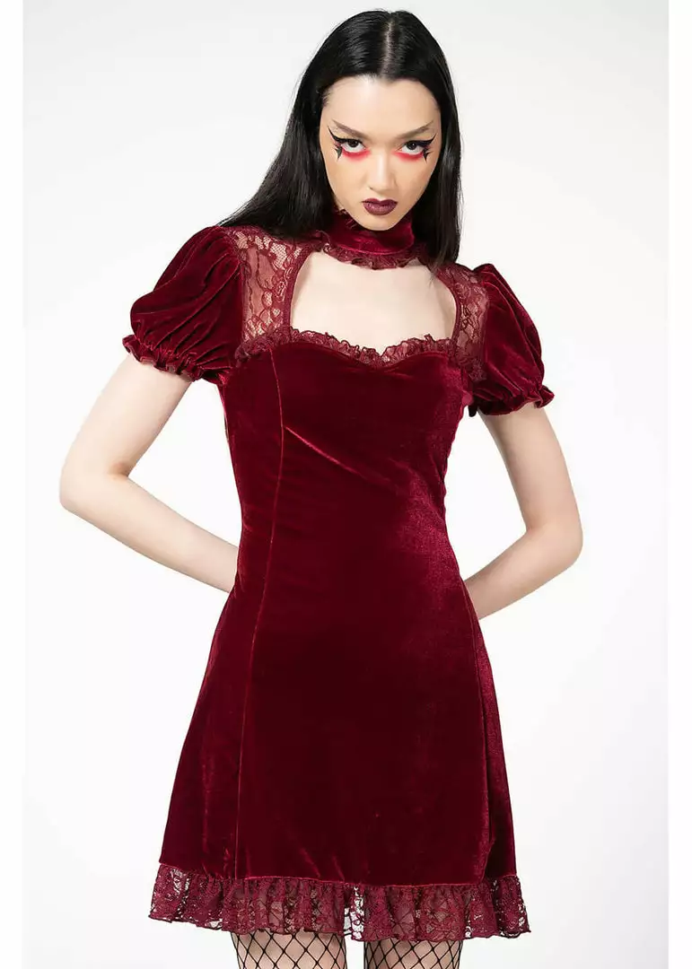 Killstar Julienne Keyhole Velvet 60's Jurk Blood Red New In 5 Killstar Julienne Keyhole Velvet 60's Jurk Blood Red New In