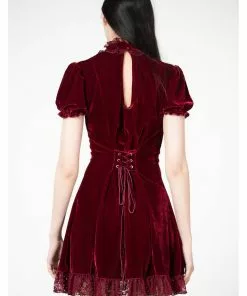 Killstar Julienne Keyhole Velvet 60's Jurk Blood Red New In 12 Killstar Julienne Keyhole Velvet 60's Jurk Blood Red New In