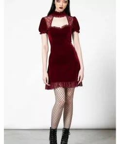 Killstar Julienne Keyhole Velvet 60's Jurk Blood Red New In 13 Killstar Julienne Keyhole Velvet 60's Jurk Blood Red New In