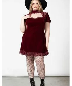 Killstar Julienne Keyhole Velvet 60's Jurk Blood Red New In 14 Killstar Julienne Keyhole Velvet 60's Jurk Blood Red New In