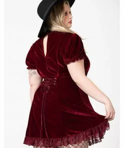 Killstar Julienne Keyhole Velvet 60's Jurk Blood Red New In 15 Killstar Julienne Keyhole Velvet 60's Jurk Blood Red New In