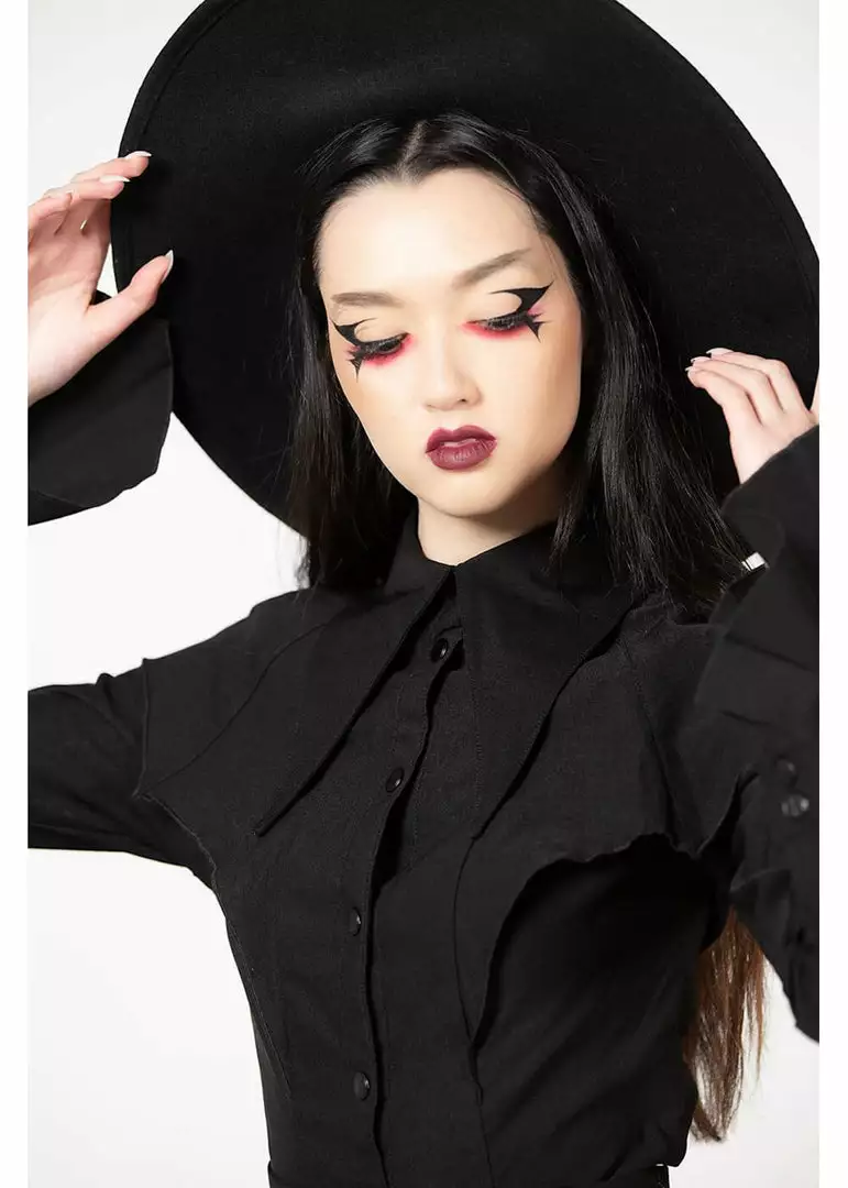 Killstar Magda Winged Shirt Blouse Black New In 5 Killstar Magda Winged Shirt Blouse Black New In