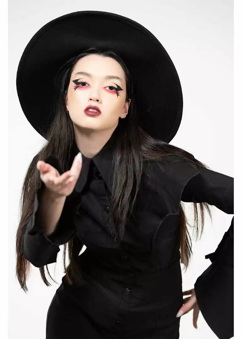 Killstar Magda Winged Shirt Blouse Black New In 6 Killstar Magda Winged Shirt Blouse Black New In