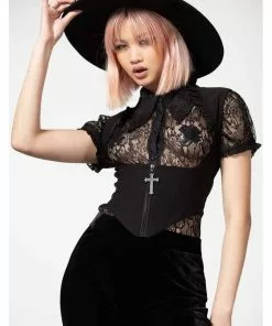 Killstar Isobella Cross Corset Top Black New In