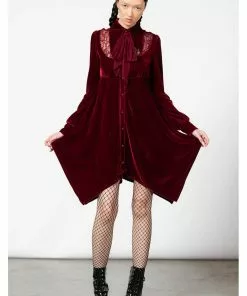 Killstar Nymyra Velvet Cameo 60's Dress Blood Red New In
