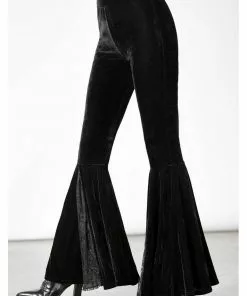 New In Killstar Marisol Velvet 70's Flare Bell Bottoms Trousers Black
