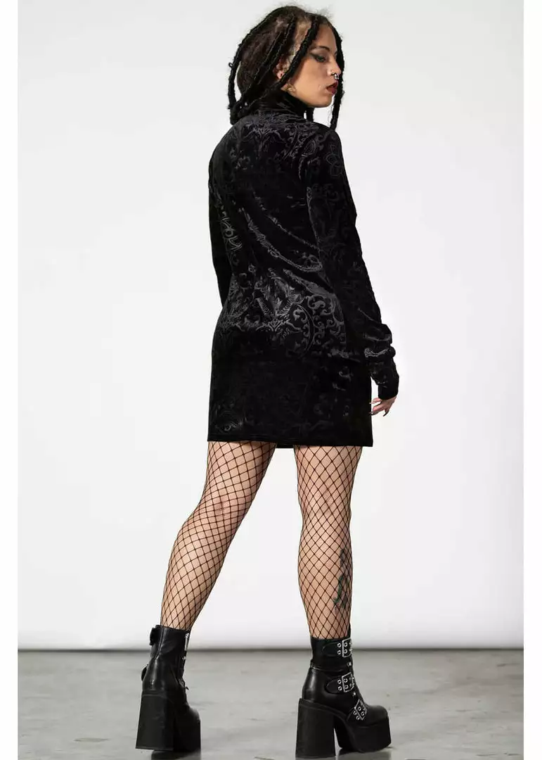 Killstar Blasphemia Velvet Pencil Dress Black 5 Killstar Blasphemia Velvet Pencil Dress Black