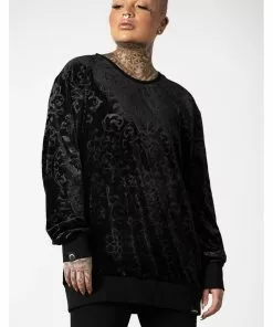 Killstar Blasphemia Velvet Sweatshirt Black