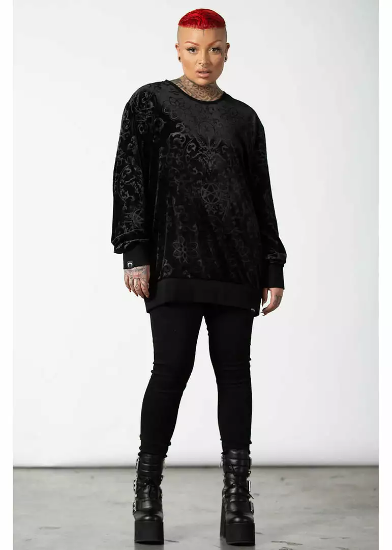 Killstar Blasphemia Velvet Sweatshirt Black 5 Killstar Blasphemia Velvet Sweatshirt Black