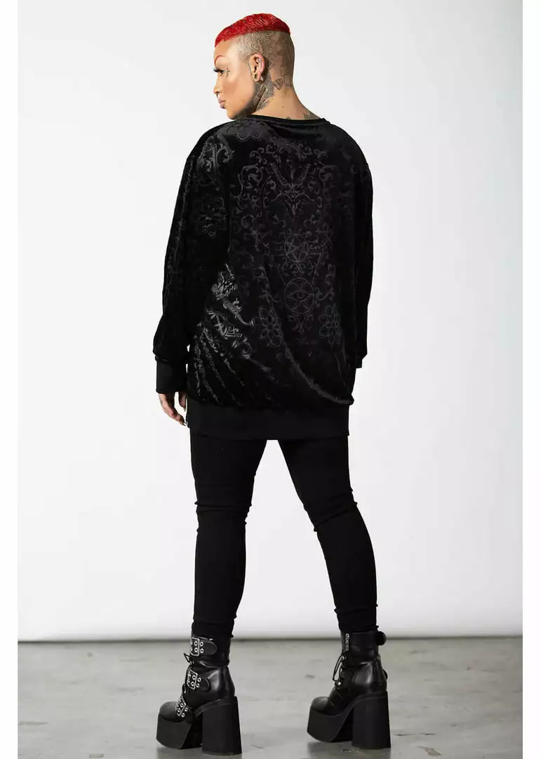 Killstar Blasphemia Velvet Sweatshirt Black 6 Killstar Blasphemia Velvet Sweatshirt Black