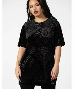 Killstar Blasphemia Velvet T-Shirt Black New In