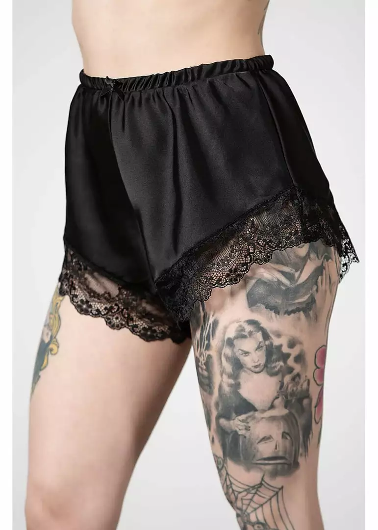Killstar Severina Satin Shorts Black 3 Killstar Severina Satin Shorts Black