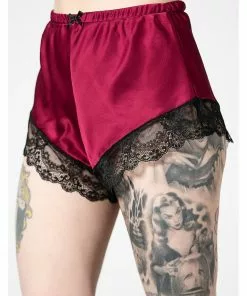 New In Killstar Severina Satin Shorts Bloodred