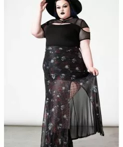 Killstar Kleadora Mesh Maxi Skirt Black