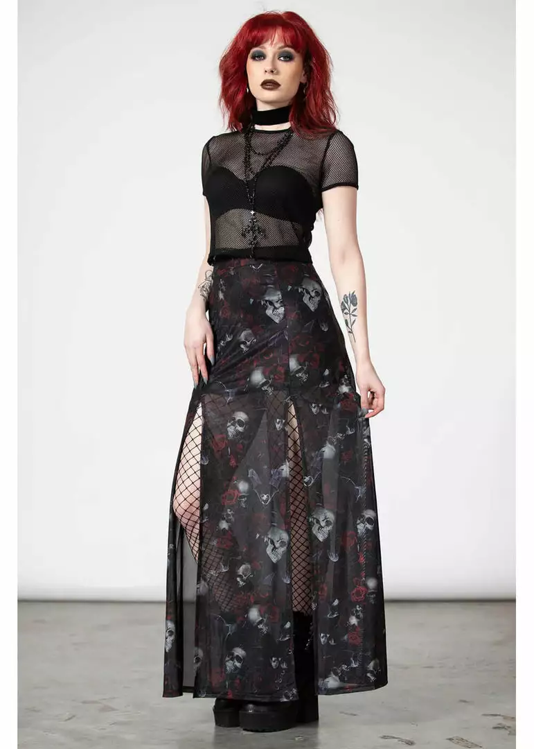 Killstar Kleadora Mesh Maxi Skirt Black 3 Killstar Kleadora Mesh Maxi Skirt Black