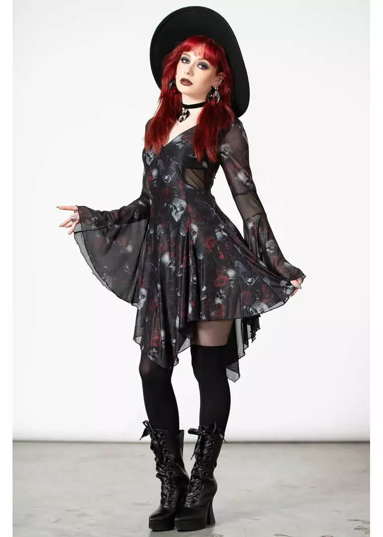 New In Killstar Bellflora Mesh Dress Black 6 New In Killstar Bellflora Mesh Dress Black