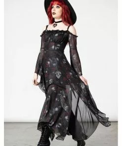 Killstar Mystic Meadow Mesh Maxi Dress Black