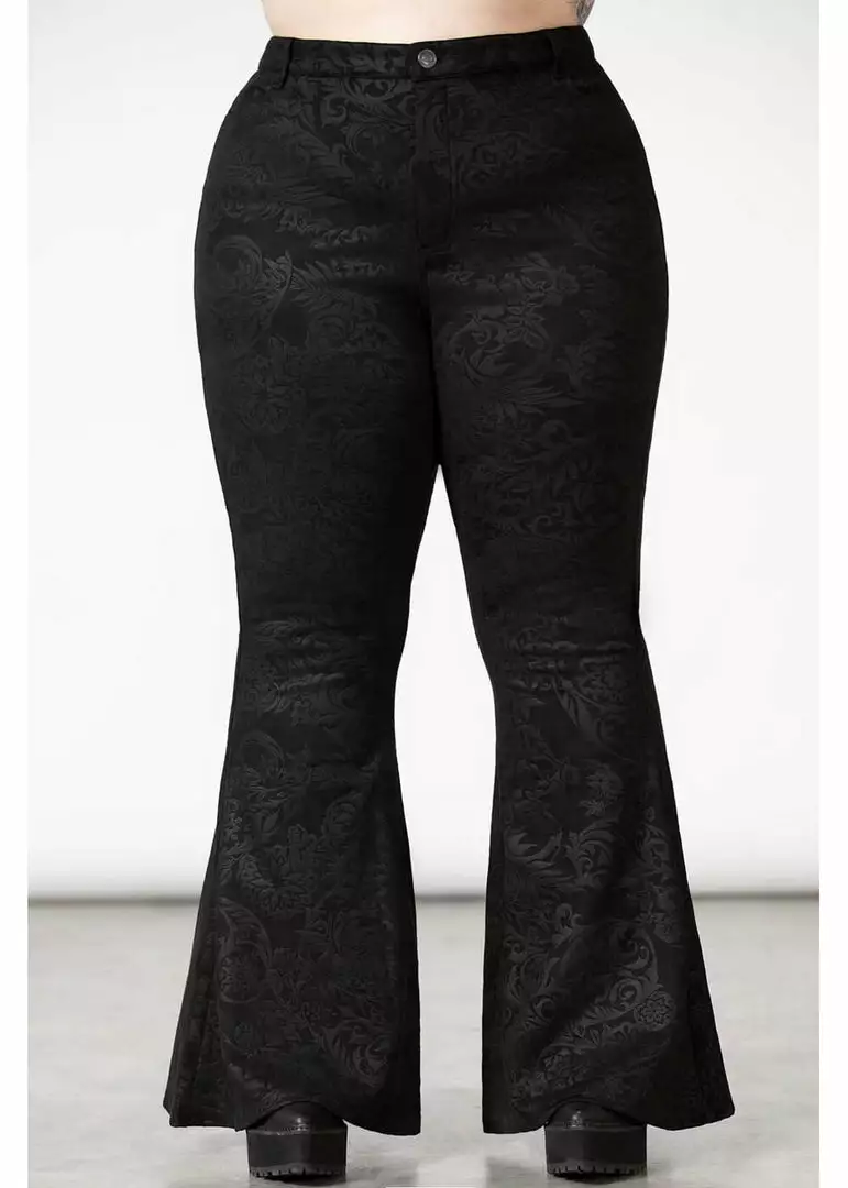 Killstar Black Lily 70's Bell Bottoms Flare Trousers Black New In 3 Killstar Black Lily 70's Bell Bottoms Flare Trousers Black New In