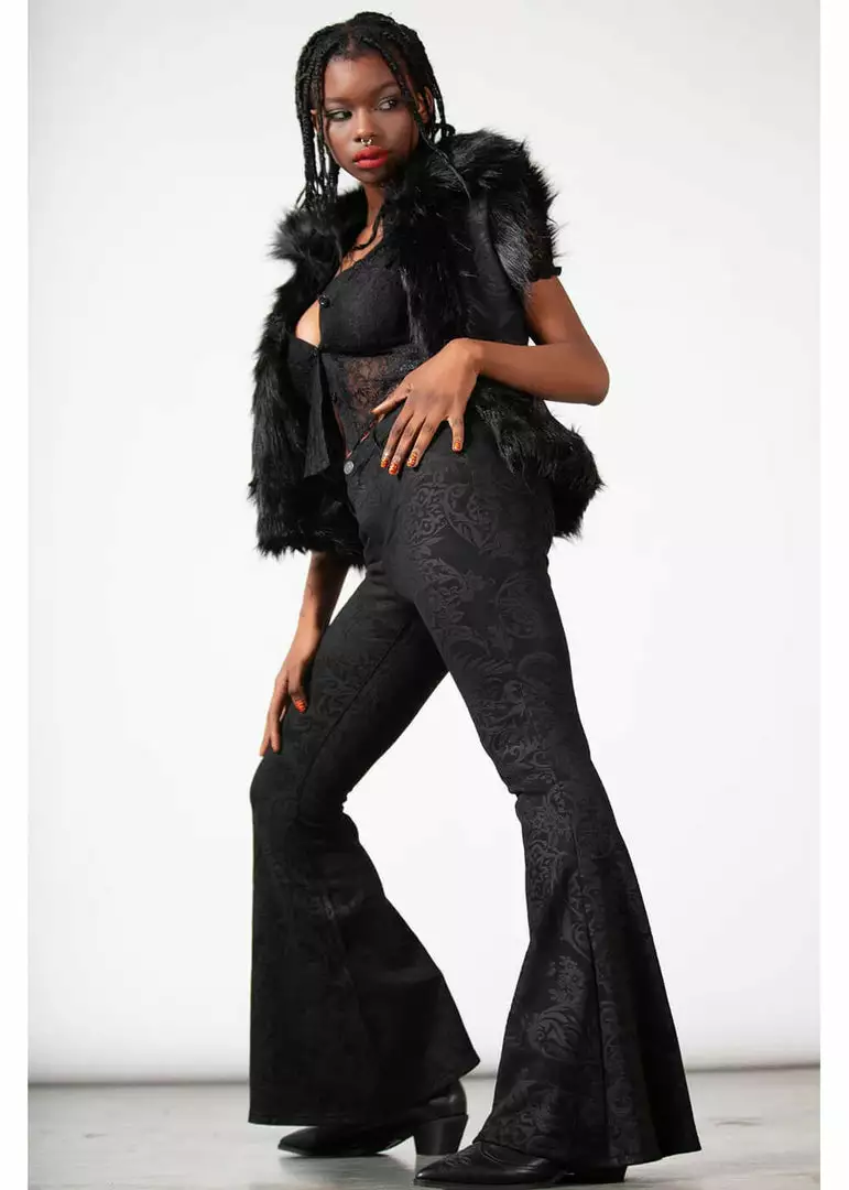 Killstar Black Lily 70's Bell Bottoms Flare Trousers Black New In 4 Killstar Black Lily 70's Bell Bottoms Flare Trousers Black New In