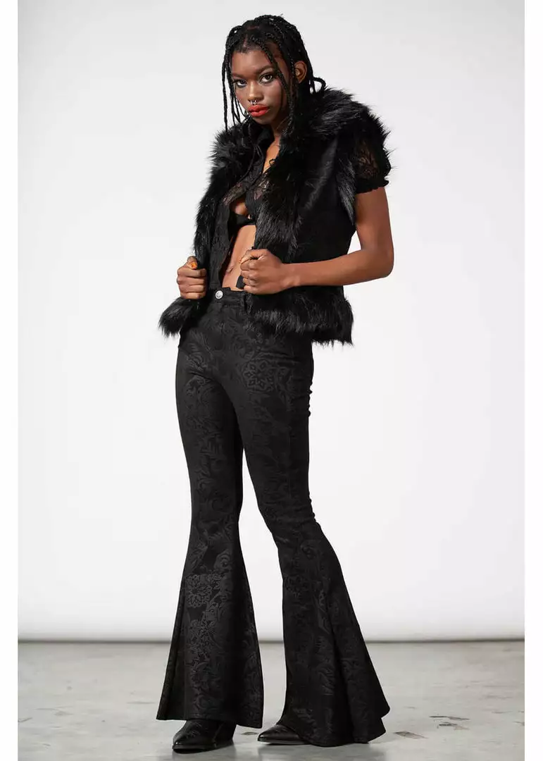 Killstar Black Lily 70's Bell Bottoms Flare Trousers Black New In 9 Killstar Black Lily 70's Bell Bottoms Flare Trousers Black New In