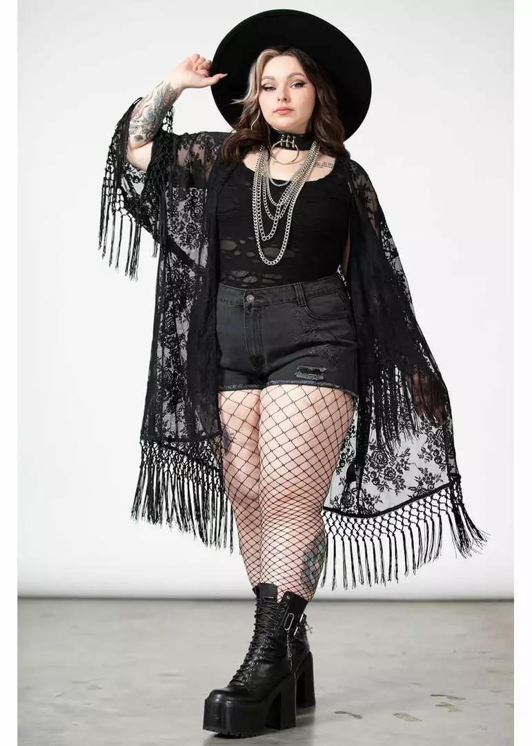 Killstar Witch Hazel Lace Kimono Black New In 3 Killstar Witch Hazel Lace Kimono Black New In