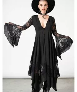 New In Killstar Misty Night 70's Maxi Dress Black