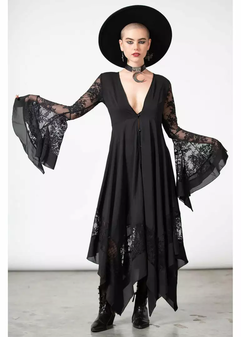New In Killstar Misty Night 70's Maxi Dress Black 4 New In Killstar Misty Night 70's Maxi Dress Black