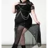 New In Killstar Paragon Fishnet Maxi Skirt Black