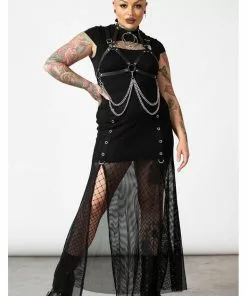 New In Killstar Paragon Fishnet Maxi Skirt Black 10 New In Killstar Paragon Fishnet Maxi Skirt Black