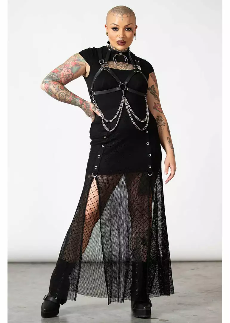 New In Killstar Paragon Fishnet Maxi Skirt Black 6 New In Killstar Paragon Fishnet Maxi Skirt Black