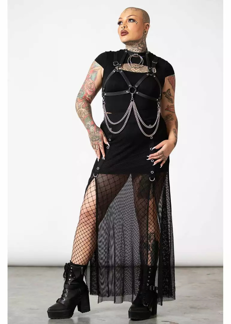 New In Killstar Paragon Fishnet Maxi Skirt Black 4 New In Killstar Paragon Fishnet Maxi Skirt Black