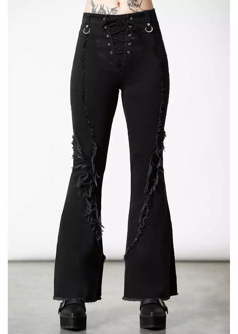 Killstar Dasia Bell Bottoms Flare Trousers Black 3 Killstar Dasia Bell Bottoms Flare Trousers Black