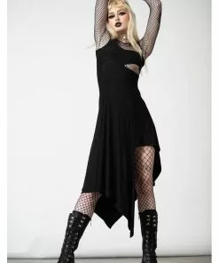 Killstar Corvia Bayonette Asymmetric Dress Black