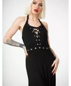 New In Killstar Tristania Maxi Halter Dress Black