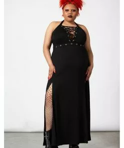 New In Killstar Tristania Maxi Halter Dress Black