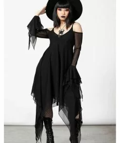 Killstar Omen Crush Mesh Dress Black New In