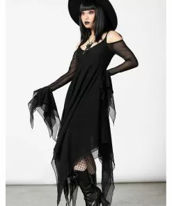 Killstar Omen Crush Mesh Dress Black New In