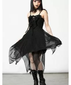 Killstar Anshee Mesh Lace-Up Dress Black