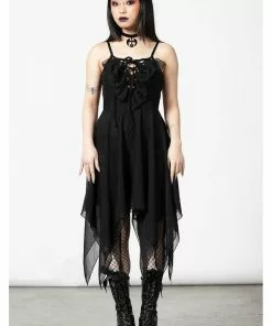 Killstar Anshee Mesh Lace-Up Dress Black