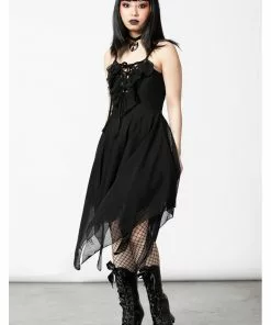 Killstar Anshee Mesh Lace-Up Dress Black