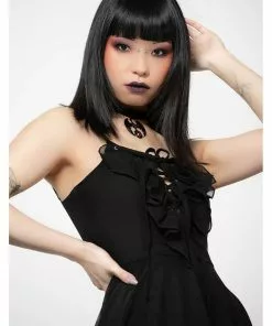 Killstar Anshee Mesh Lace-Up Dress Black