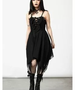 Killstar Anshee Mesh Lace-Up Dress Black