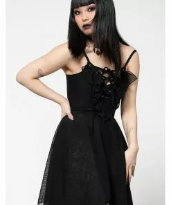 Killstar Anshee Mesh Lace-Up Dress Black