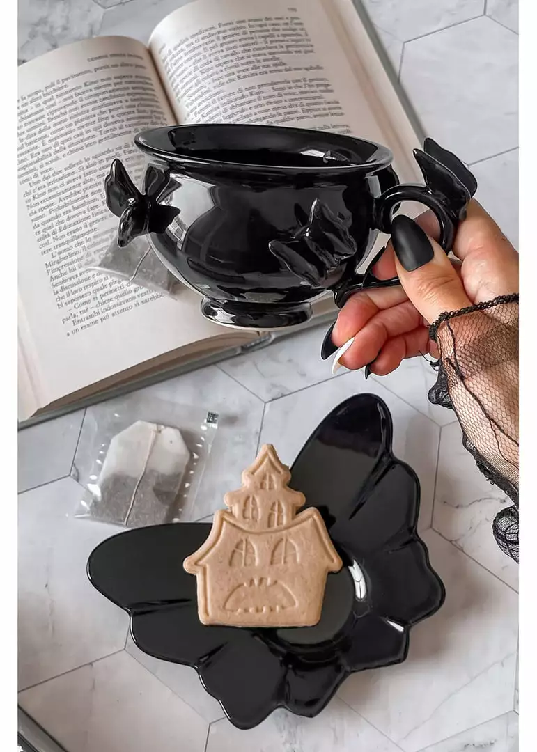 Killstar Darkspell Teacup & Saucer Black New In 4 Killstar Darkspell Teacup & Saucer Black New In