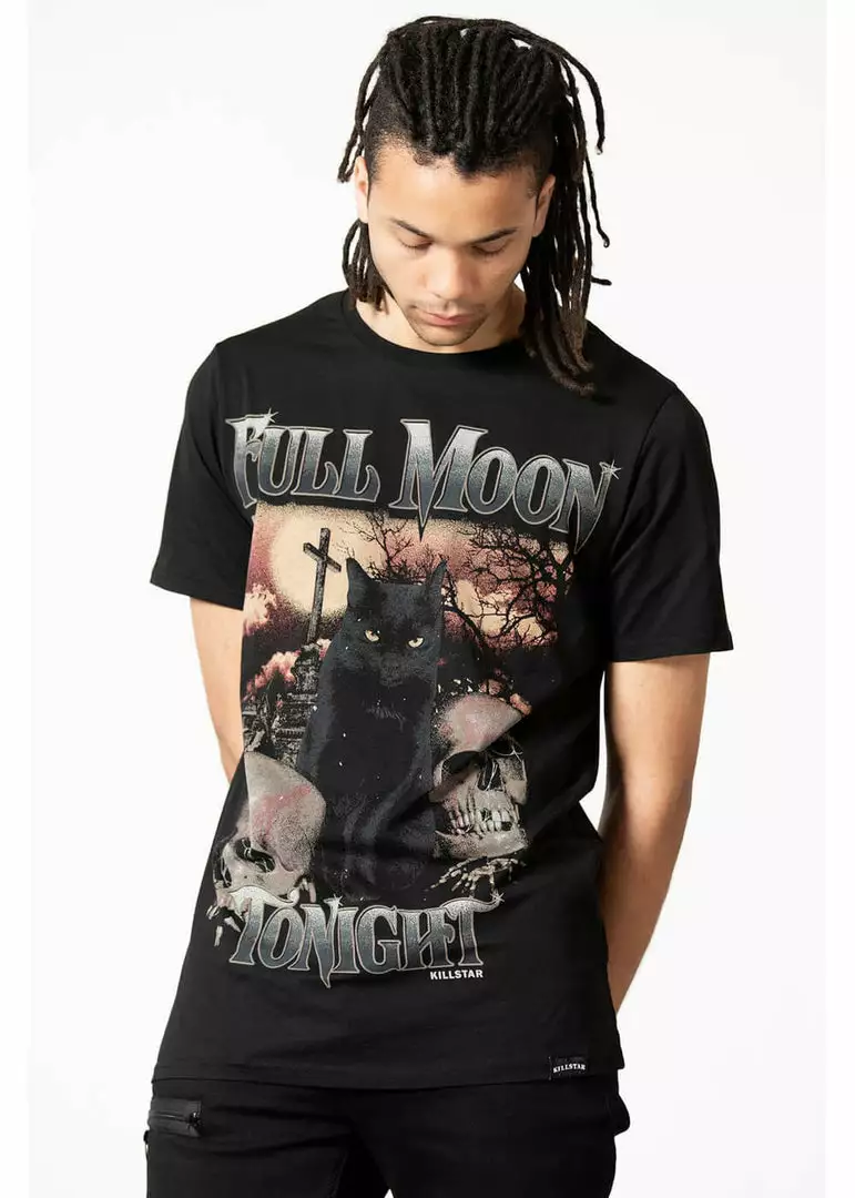Killstar Full Moon Cat T-Shirt Black New In 4 Killstar Full Moon Cat T-Shirt Black New In