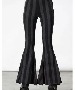 New In Killstar Inferno Room Stripe 70's Flare Trousers Grey