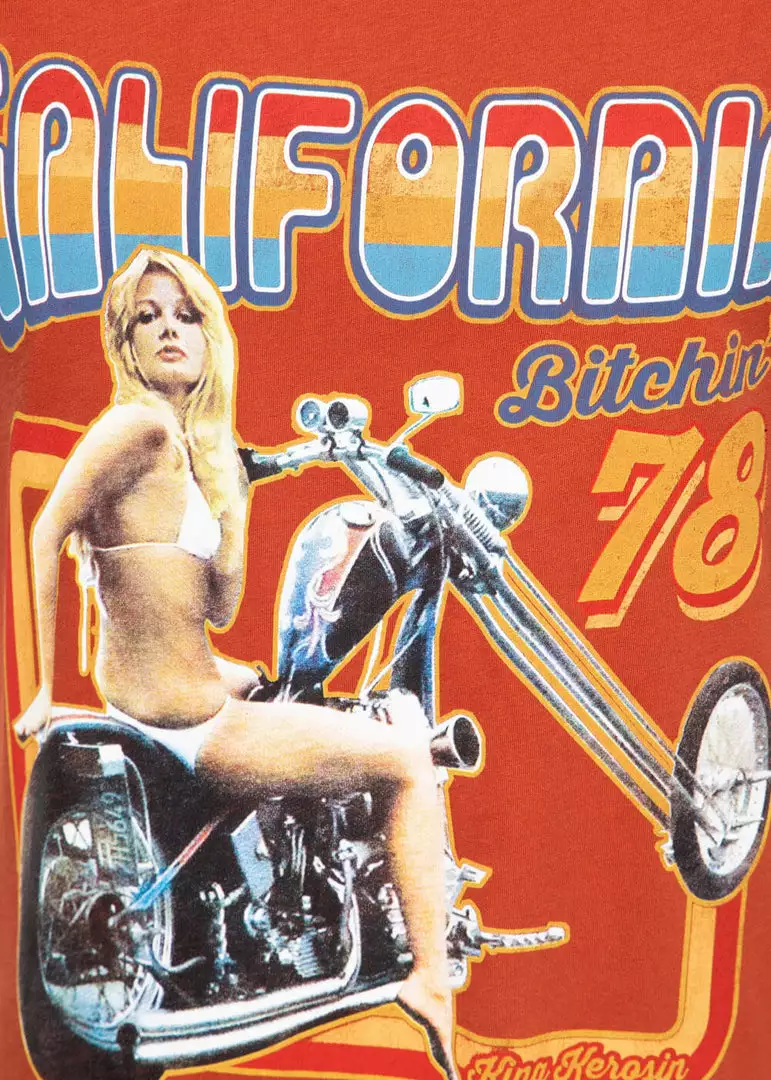 New In King Kerosin Mens California Bitchin T-Shirt Rust 4 New In King Kerosin Mens California Bitchin T-Shirt Rust